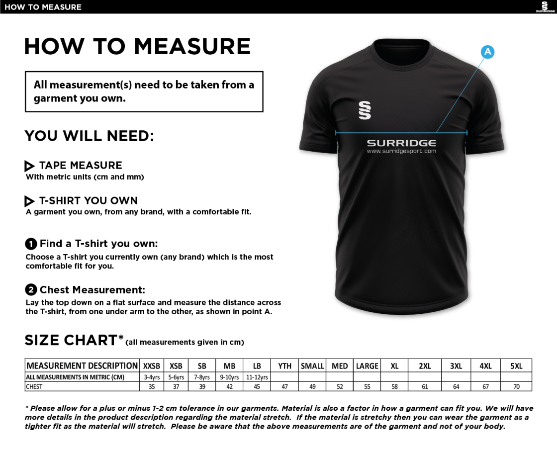 Dual Games Shirt : Sky - Size Guide