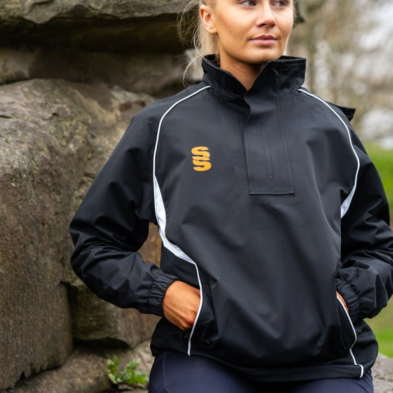 Dual Curve 1/4 Zip Rain Jacket : Black