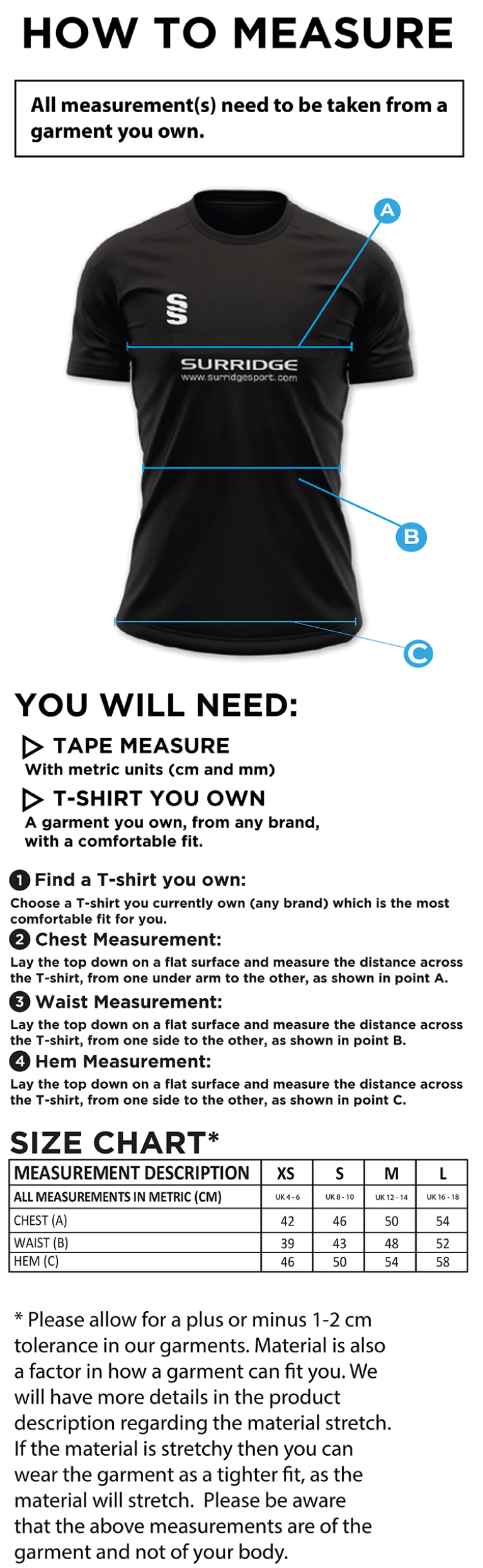 IMPACT T-SHIRT-Red - Womens - Size Guide