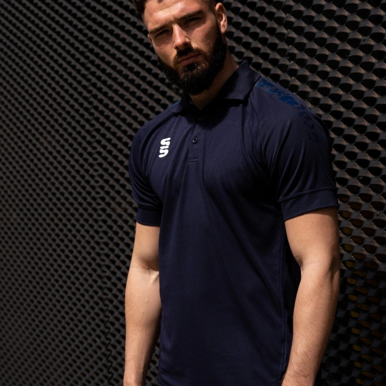 Dual Solid Colour Polo : Navy