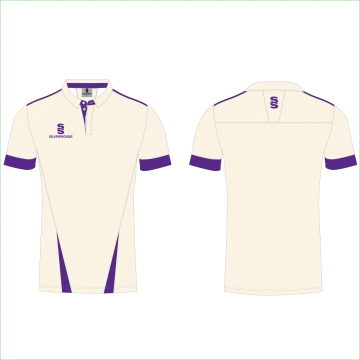 Short Sleeve Cricket Shirt with Purple trim